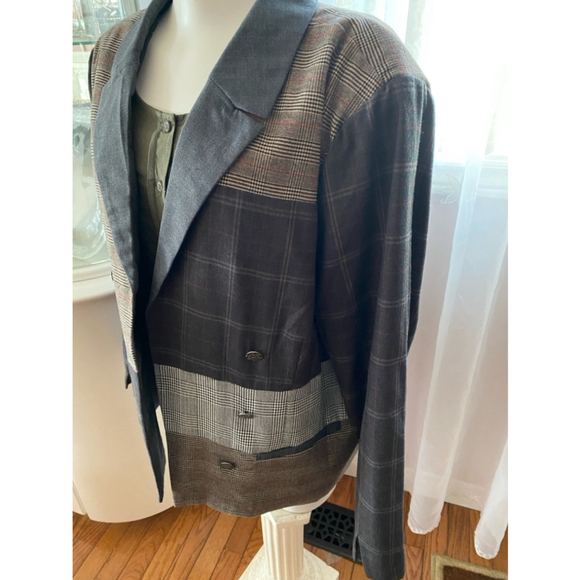 Claire France patchwork sport lightweight open blazer women Sz 24 brown grey - Picture 3 of 10